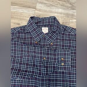 Brooks Brothers Button Down Cotton Shirt Men's Size Large Checked Long Sleeved